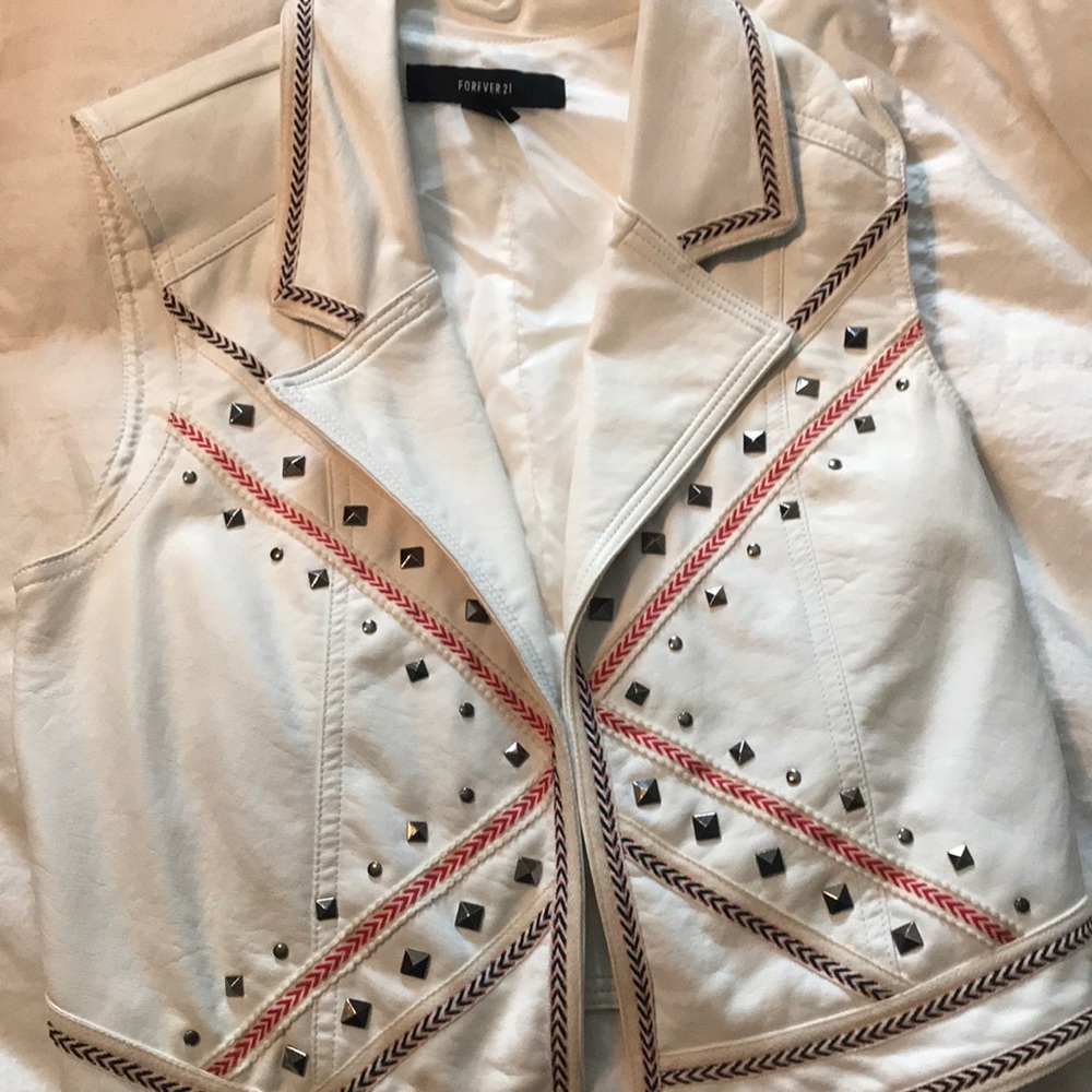 White leather studded vest!